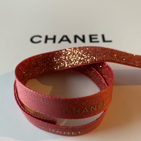 100% Genuine Chanel Ribbon dark Pink & gold 2 Yards 6 feet 72 inches - Picture 6 of 9